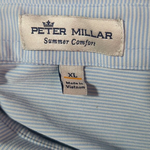 Peter Millar Summer Comfort Short Sleeve X-Large Polo Shirt Blue Performance Men - Picture 12 of 13